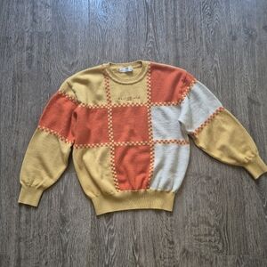 Balenciaga Vintage Knit Wool Sweater. Orange Yellow Cream. Medium M
